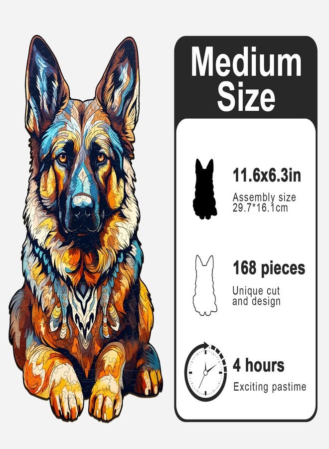 DOCRAGI Wooden Puzzles for Adults - German Shepherd Wooden Jigsaw Puzzle - Unique Animal Shaped Wood Puzzles Adult - Christmas Birthday Gifts for Adults/Friends/Family - 168pcs 11.6 * 6.3in - Image 4